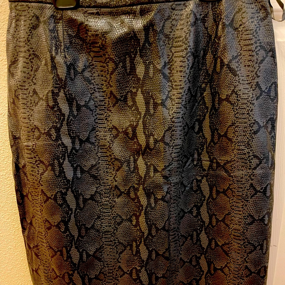 100% Snakeskin Long Leather Skirt